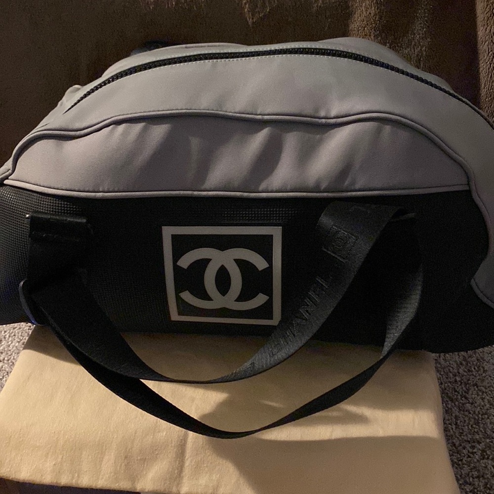 Chanel Grey Sports Line  CC Logo Boston Gym Bag